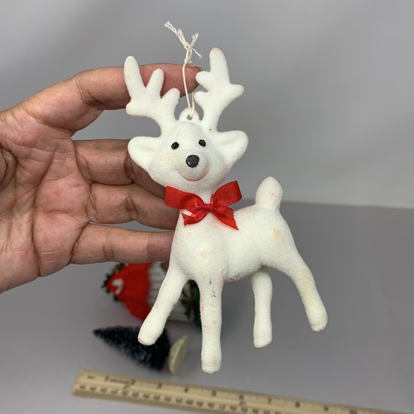 5 pc vintage Christmas decor lot Bird house Santa reindeer star & tree - Picture 12 of 17